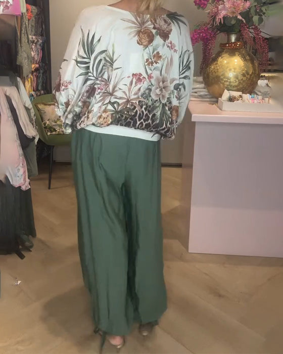 Batwing Sleeve Print Loose Blouse