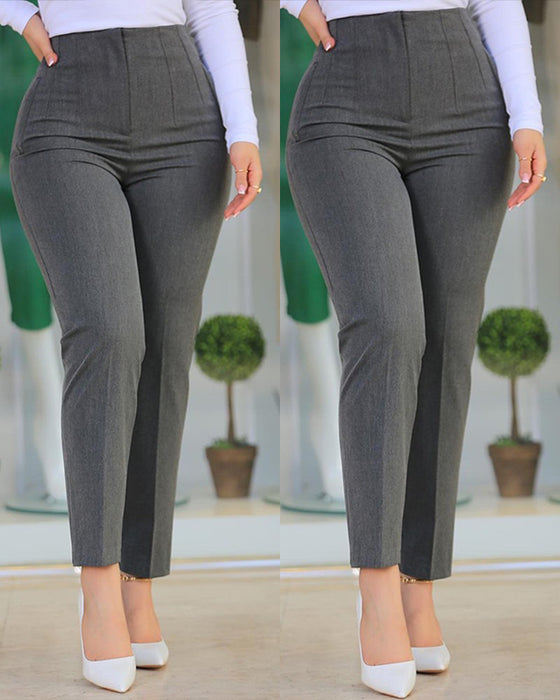Pocket Casual Cropped Pants