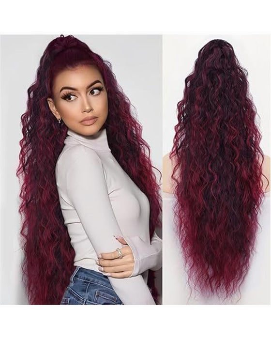 Curly Wavy Frizzy Hair Extension with Ponytail