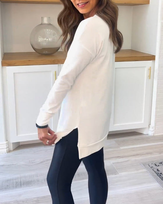 Solid Color Top with Long Sleeve