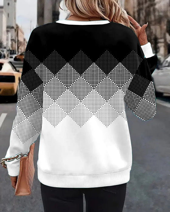 Plaid Print Crew Neck Sweatshirt