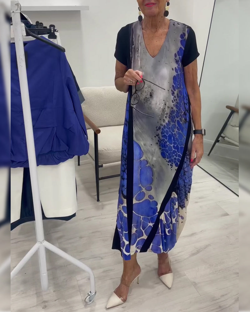 Ink Wash Print Long Dress