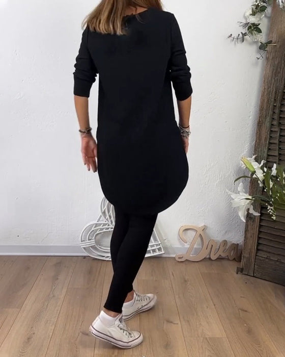 Mid-Length Top Mit Crew Neck