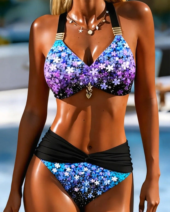 Printed Halter Two-Piece Bikini