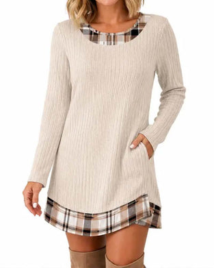 Plaid Faux Two-Piece Dress