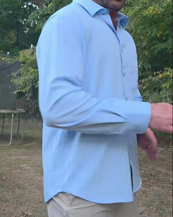 Solid Casual Waterproof Stretch Shirt
