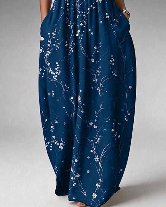 Sleeveless Button Knit Print Dress