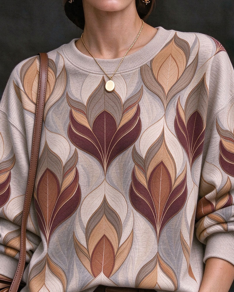 Crewneck Color-Block Drop Shoulder Long Sleeve Sweatshirt