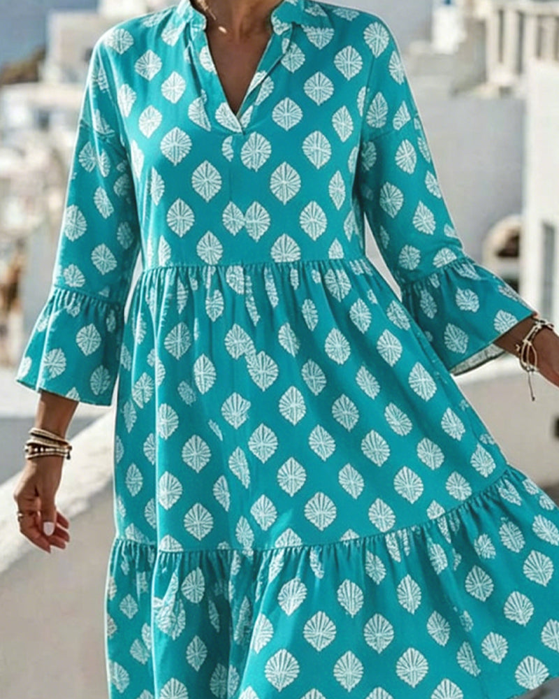 V-Neck Printed Dress