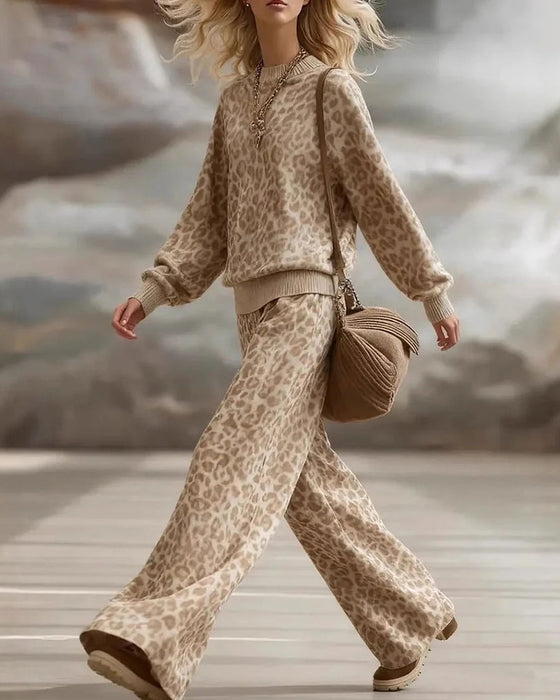 Long Sleeve Long Pants Leopard Set