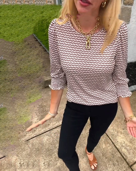 Elegant Half Sleeve Printed Top