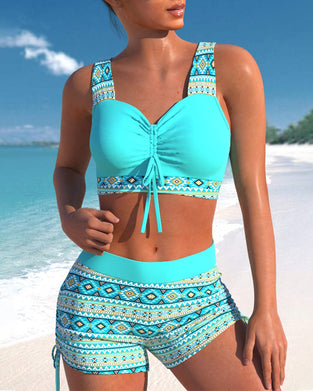Printed shorts bikini set