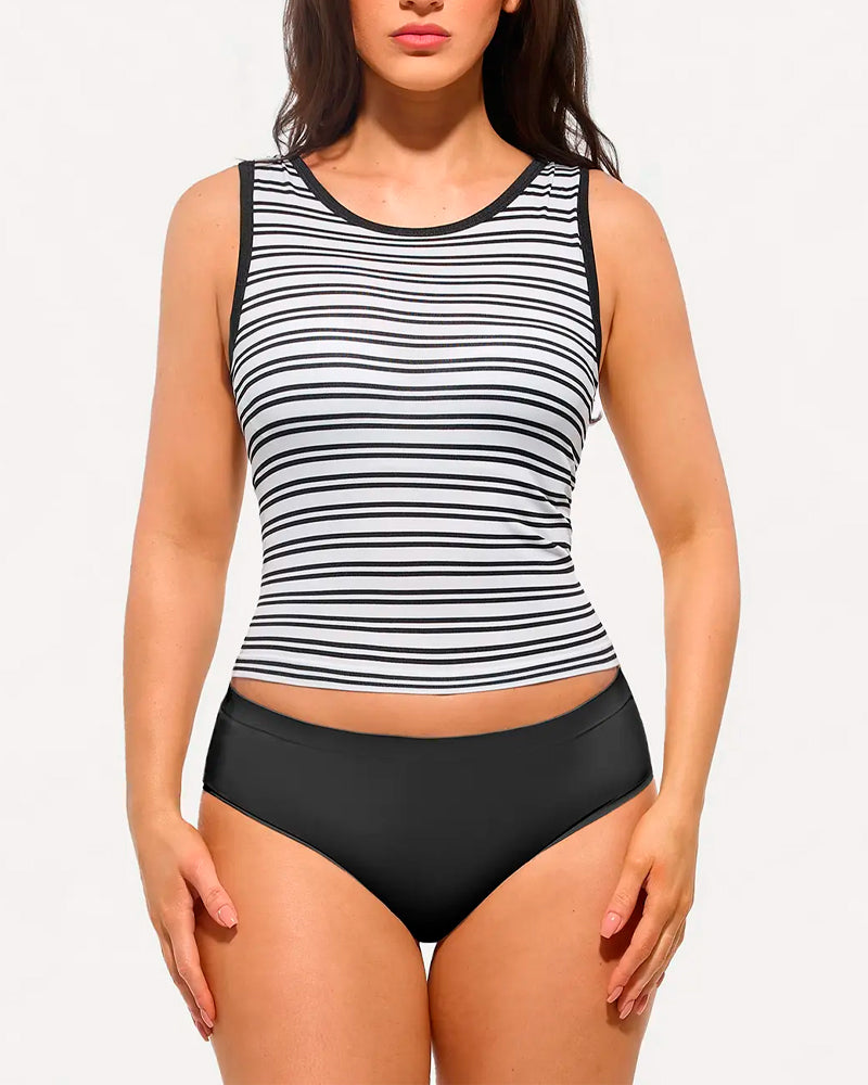Striped Built-In Bra Tank Top