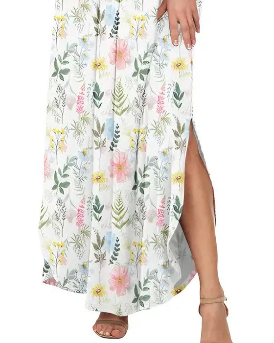 Elegant Ink Wash Floral Maxi Dress