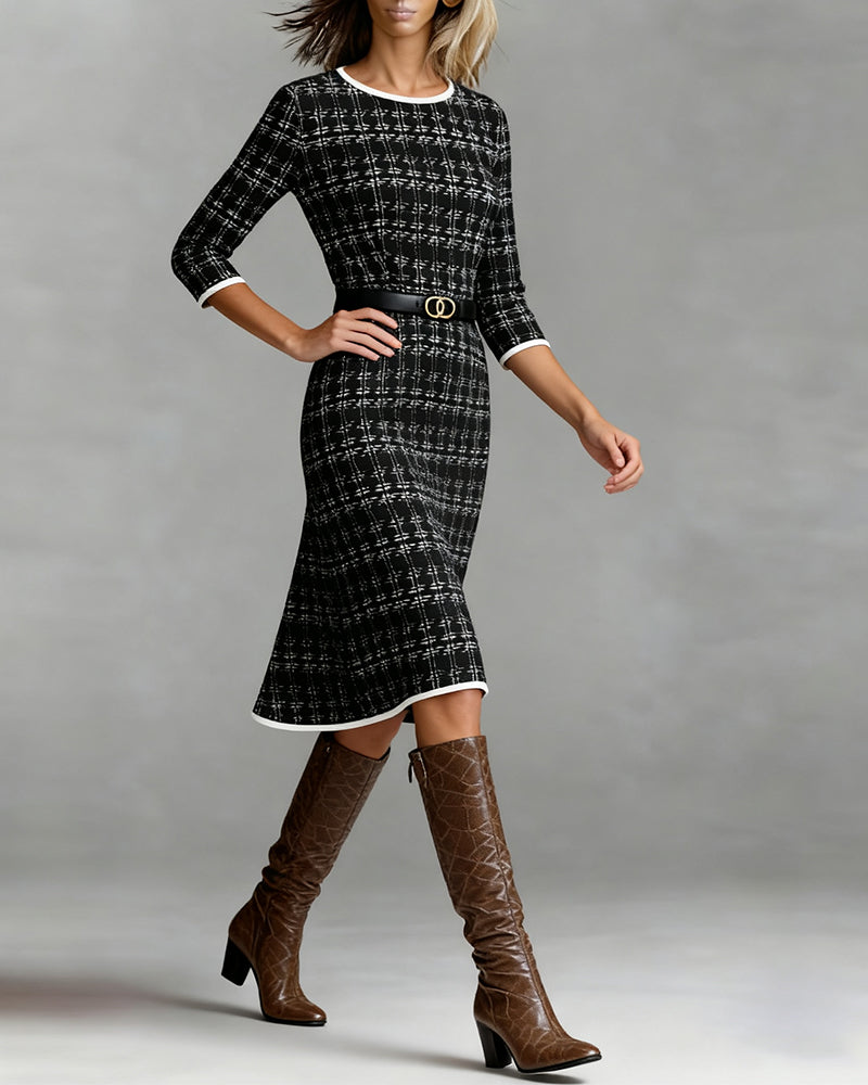 Round Neck Half Sleeve Elegant Dress
