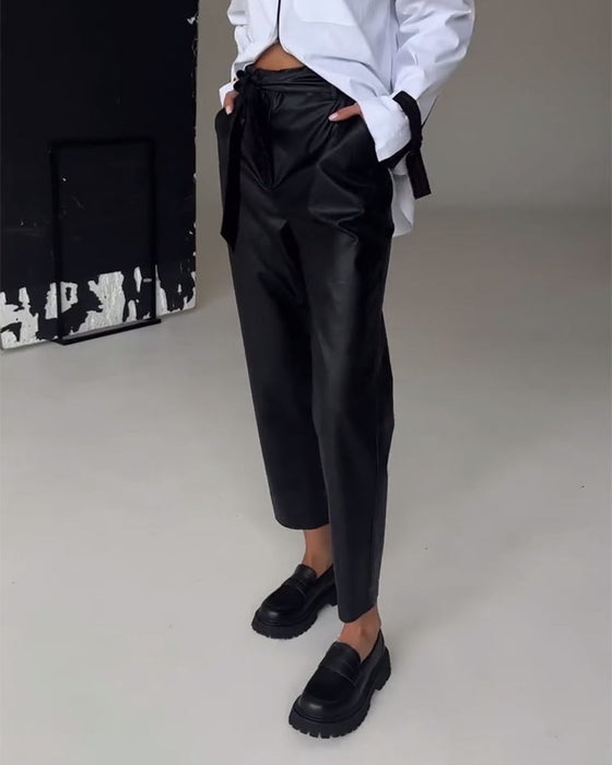 Slim fit leather pants