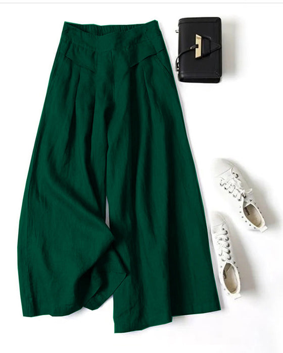 Loose High-Waist Slimming Cropped Pants