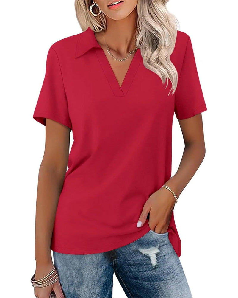 Short Sleeve V-Neck Polo T-Shirt