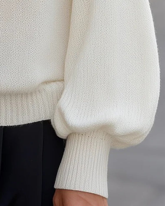 Off-Shoulder Lantern Sleeve Pullover