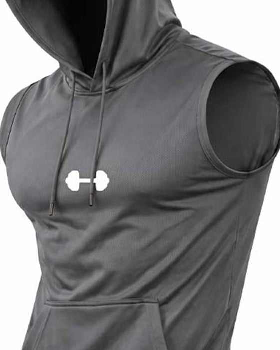Hooded Sweatshirt Sleeveless Drawstring Tank Top