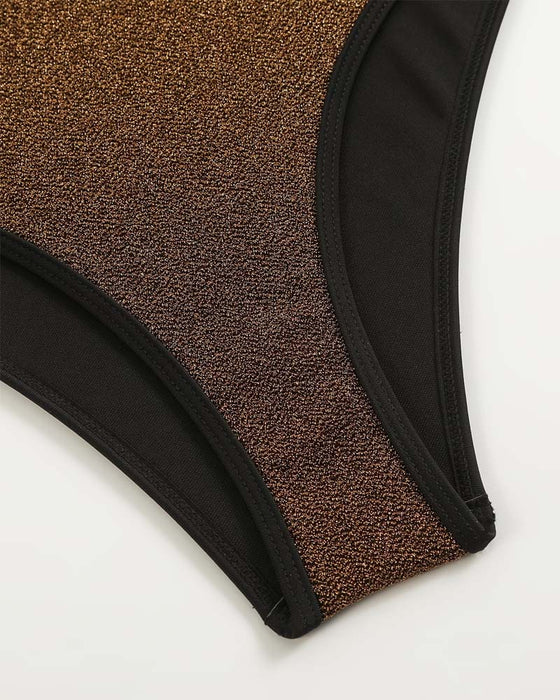 V-Neck Cross Shimmer Swimsuit One-Piece