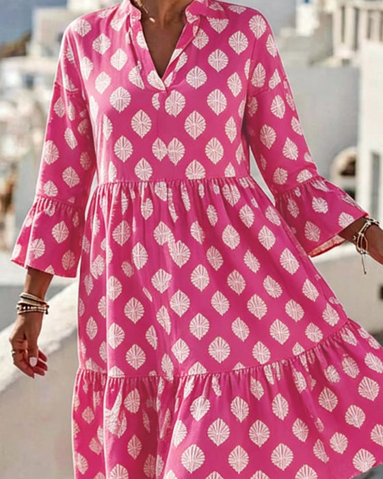 V-Neck Printed Dress