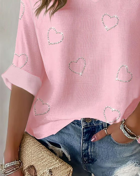 V-Neck Heart Comfortable Top