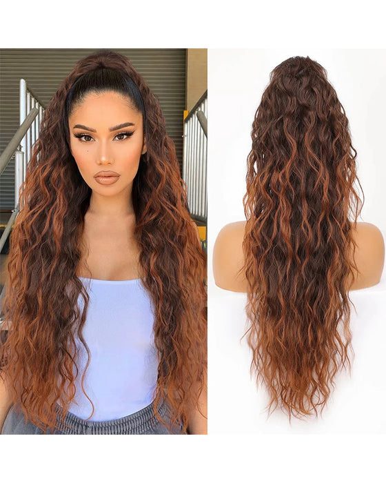 Curly Wavy Frizzy Hair Extension with Ponytail