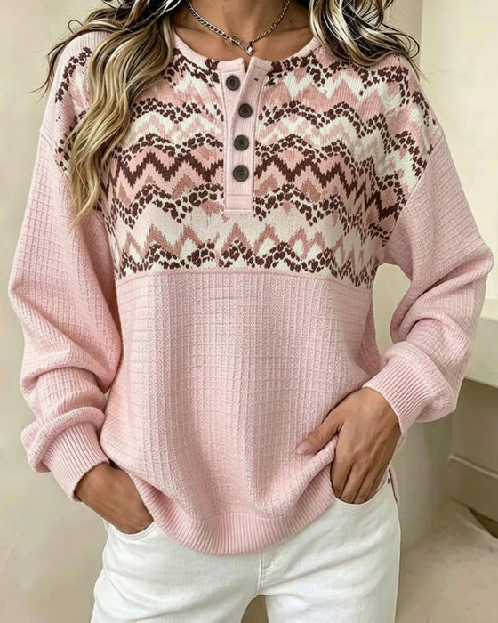 Crew Neck Waffle Casual Sweatshirt