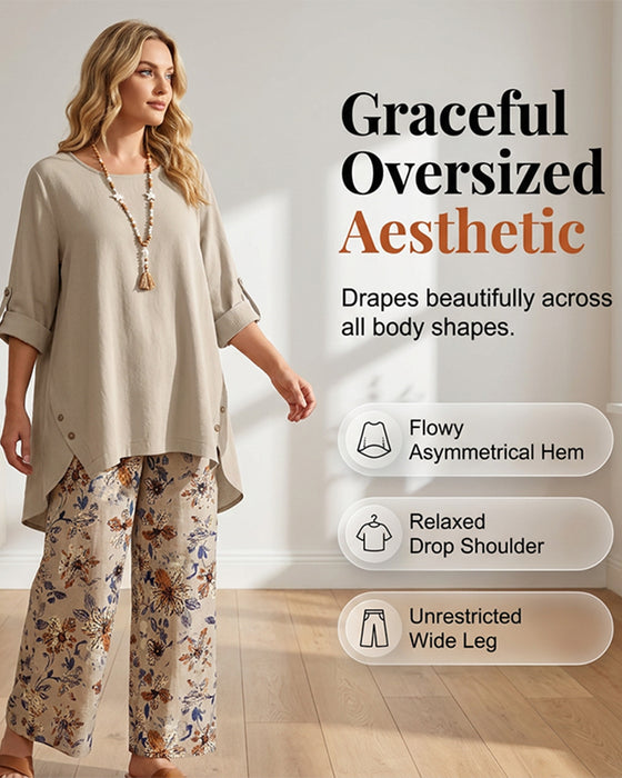 Round Neck Irregular Floral Button Set