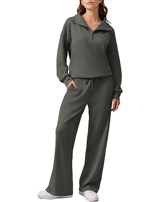 Long-Sleeved Solid Color Two-Piece Set