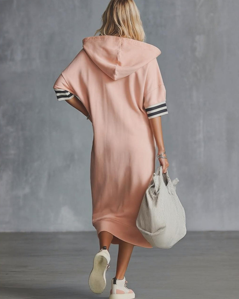 Short-Sleeve Hooded Sweatshirt Dress