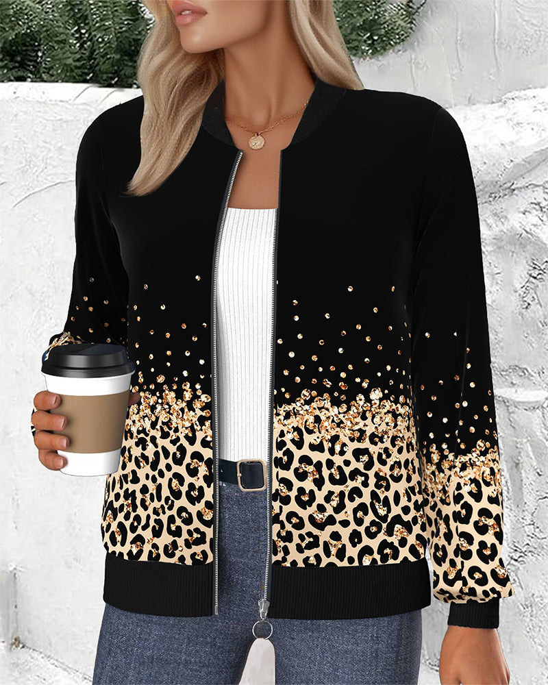 Positioning Leopard Print Coat