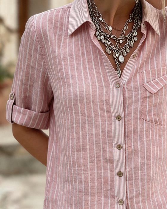 Stripe Button Casual Shirt