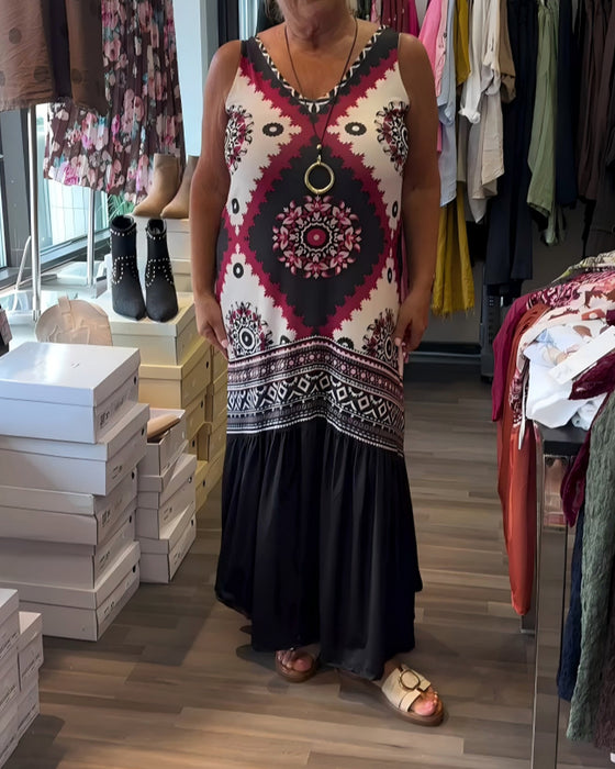 V-Neck Sleeveless Full Skirt Dress