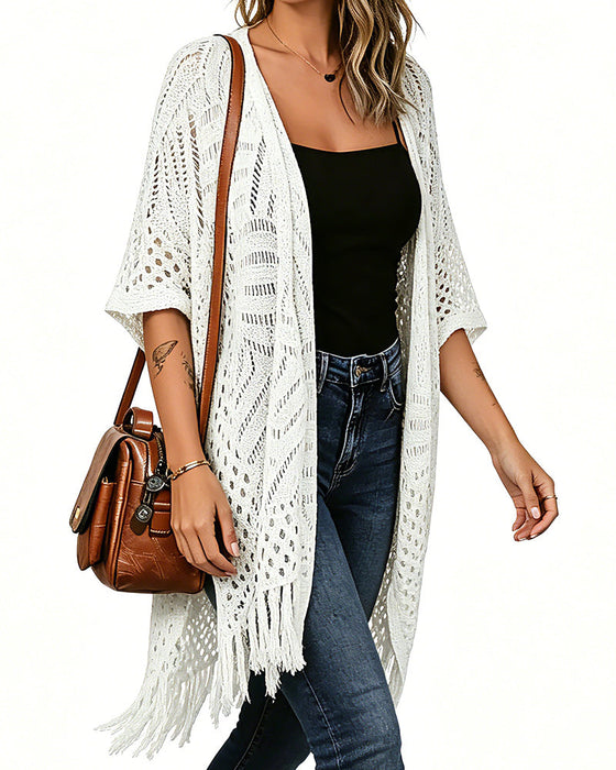 Cut-Out Fringe Detail Cardigan