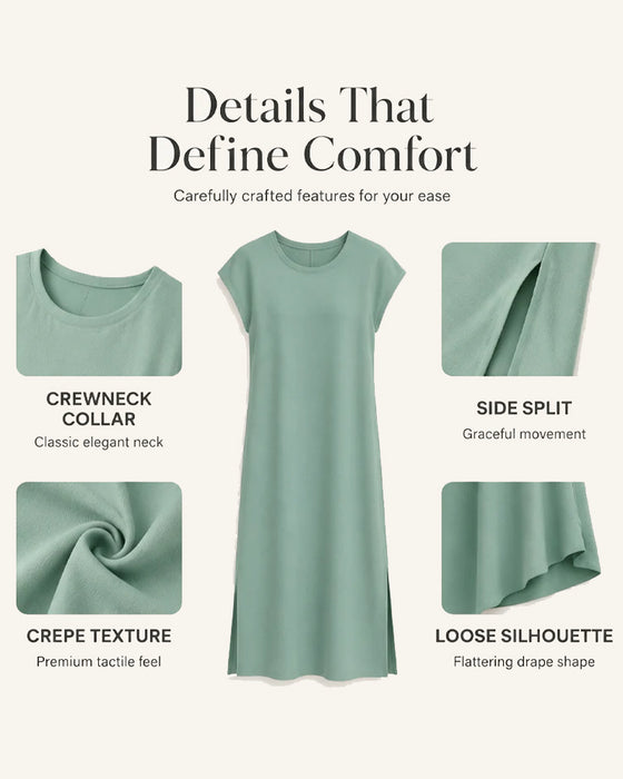 Midi Length Slit Loose Dress