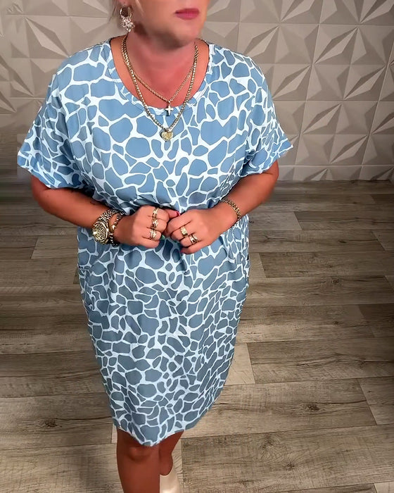 Casual Printed Crew Neck Dress