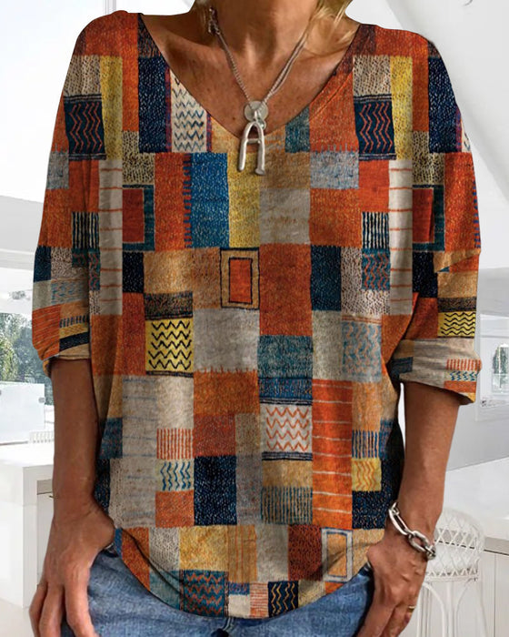 Colorful Block Print Top