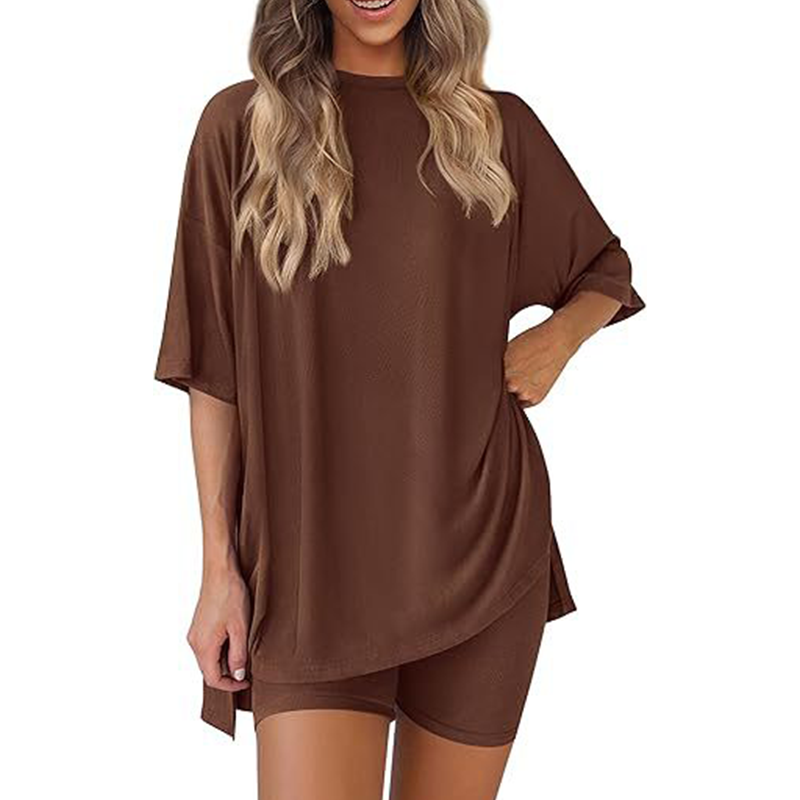 Relaxed Fit Solid Color Casual Set