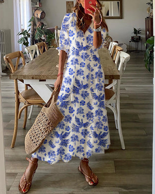 Printed v-neck dress