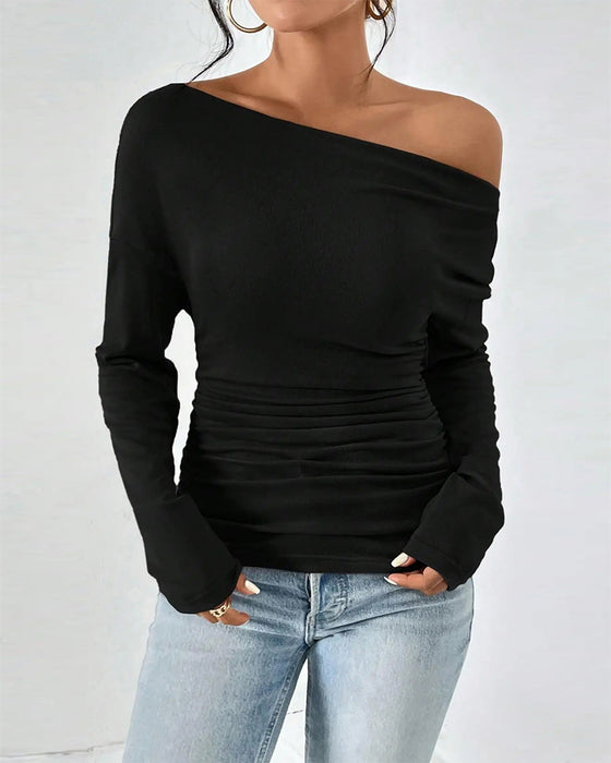 Off-Shoulder Layered Solid Top