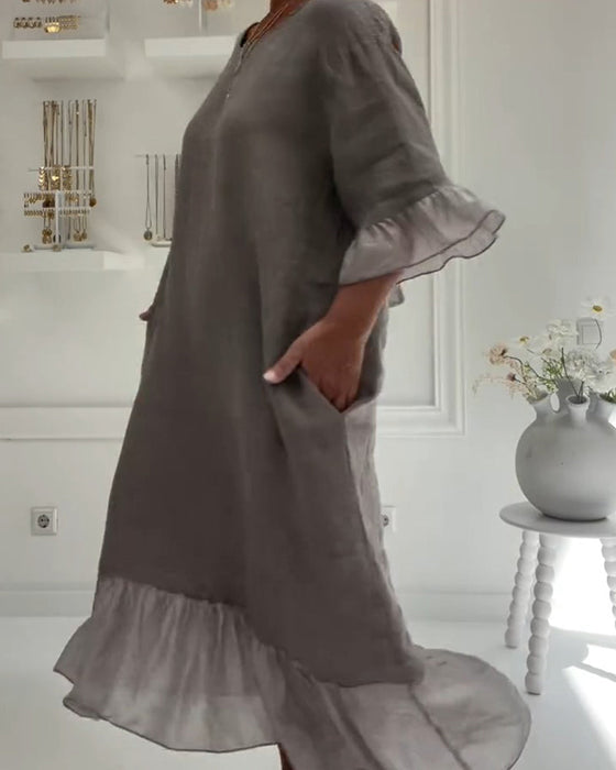 Ruffle Pocket Casual Dress