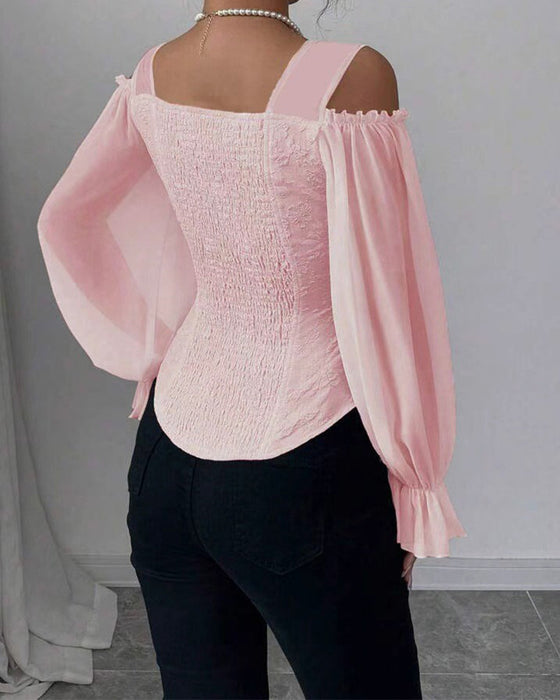 Off-Shoulder Long Sleeve Waist Blouse