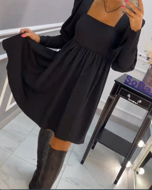 Elegant Square Neck A-Line Dress