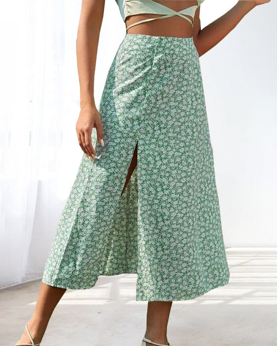 Slit mid waist bag hip skirt