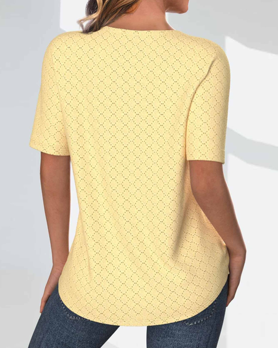 Simple solid color short-sleeve casual top