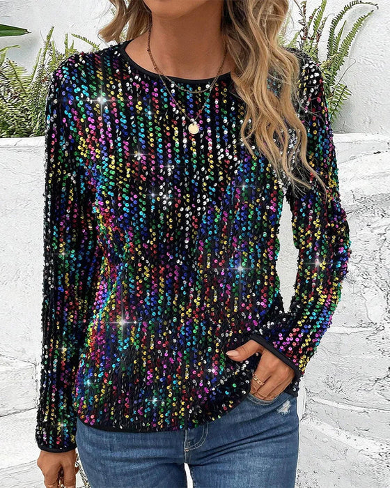 Contrasting color crew neck top