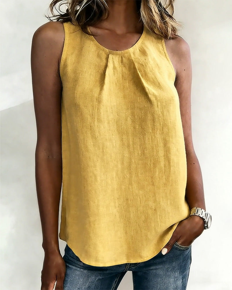 Sleeveless Cotton Linen Tank Top