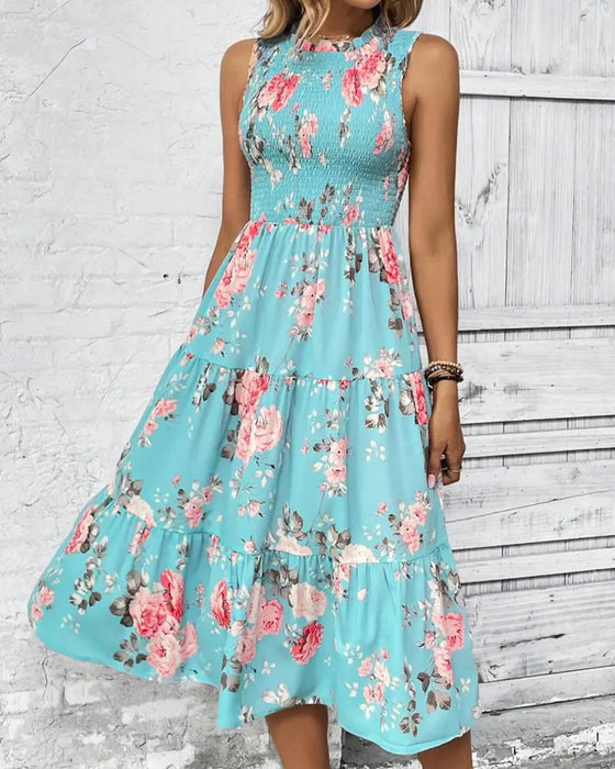 Floral Print Smocked Dress